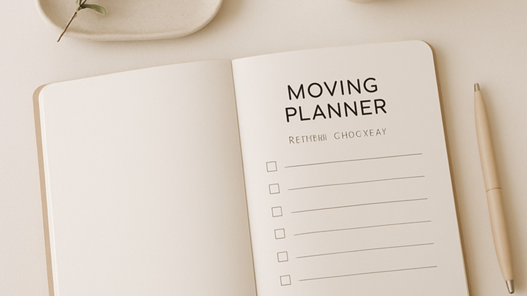Printable moving checklist planner by Guided Planners