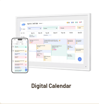 Digital calendar planner displayed on tablet and mobile app with weekly schedule layout