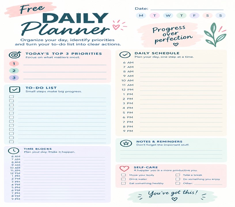 Free Daily Planner Printable