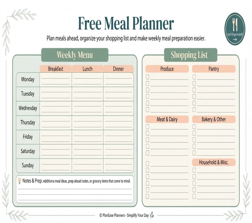 Free Meal Planner Printable
