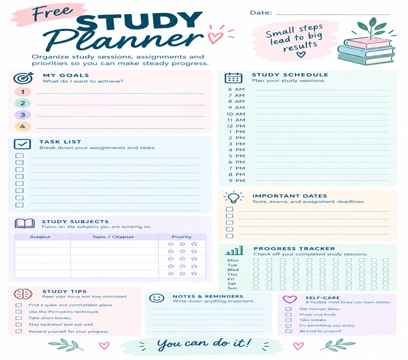 Free Study Planner Printable
