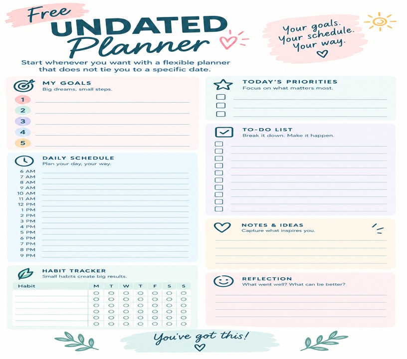 Free Undated Planner Printable