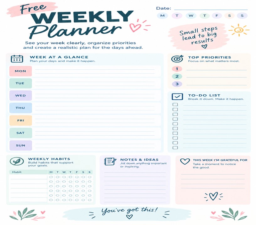 Free Weekly Planner Printable