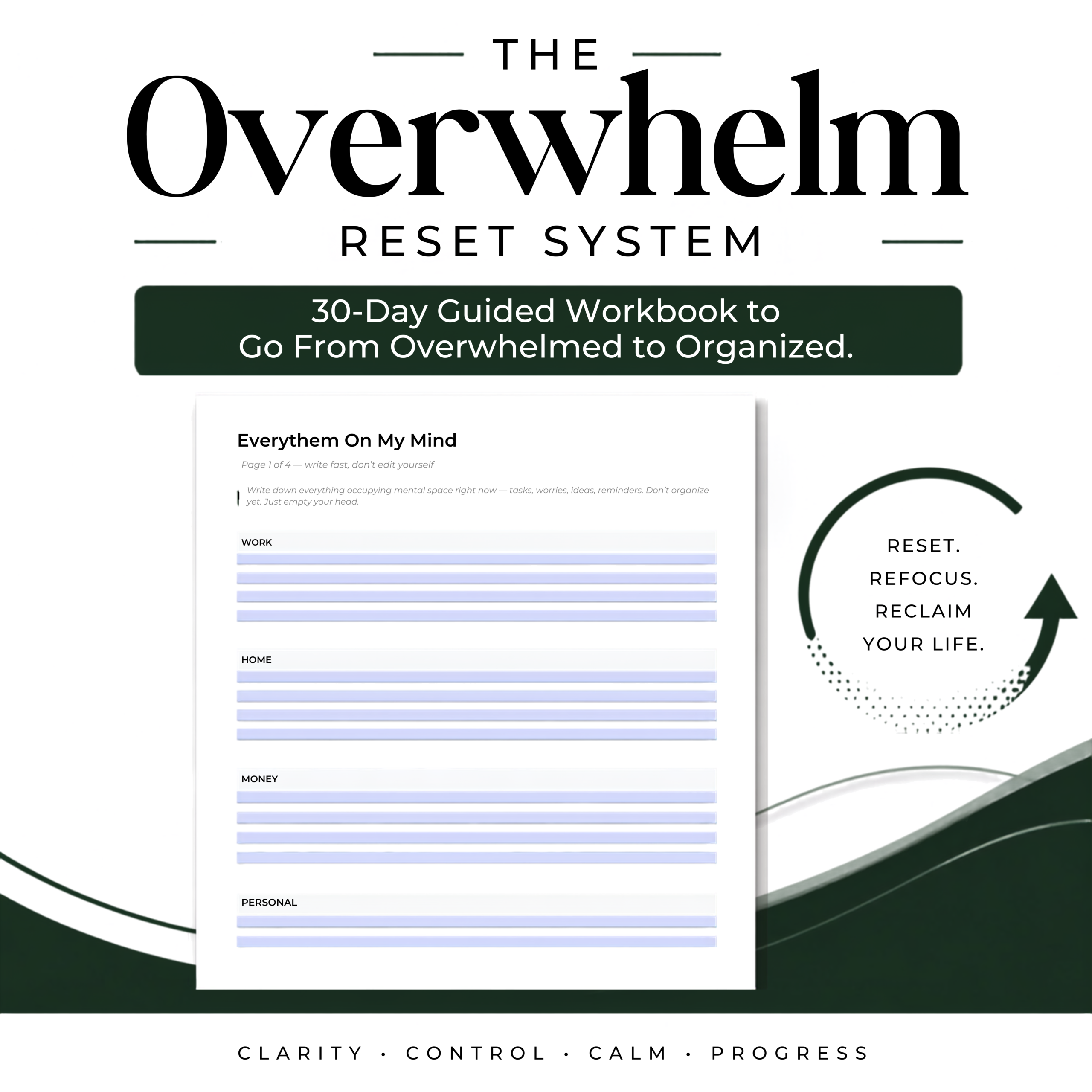 The Overwhelm Reset System interior workbook page