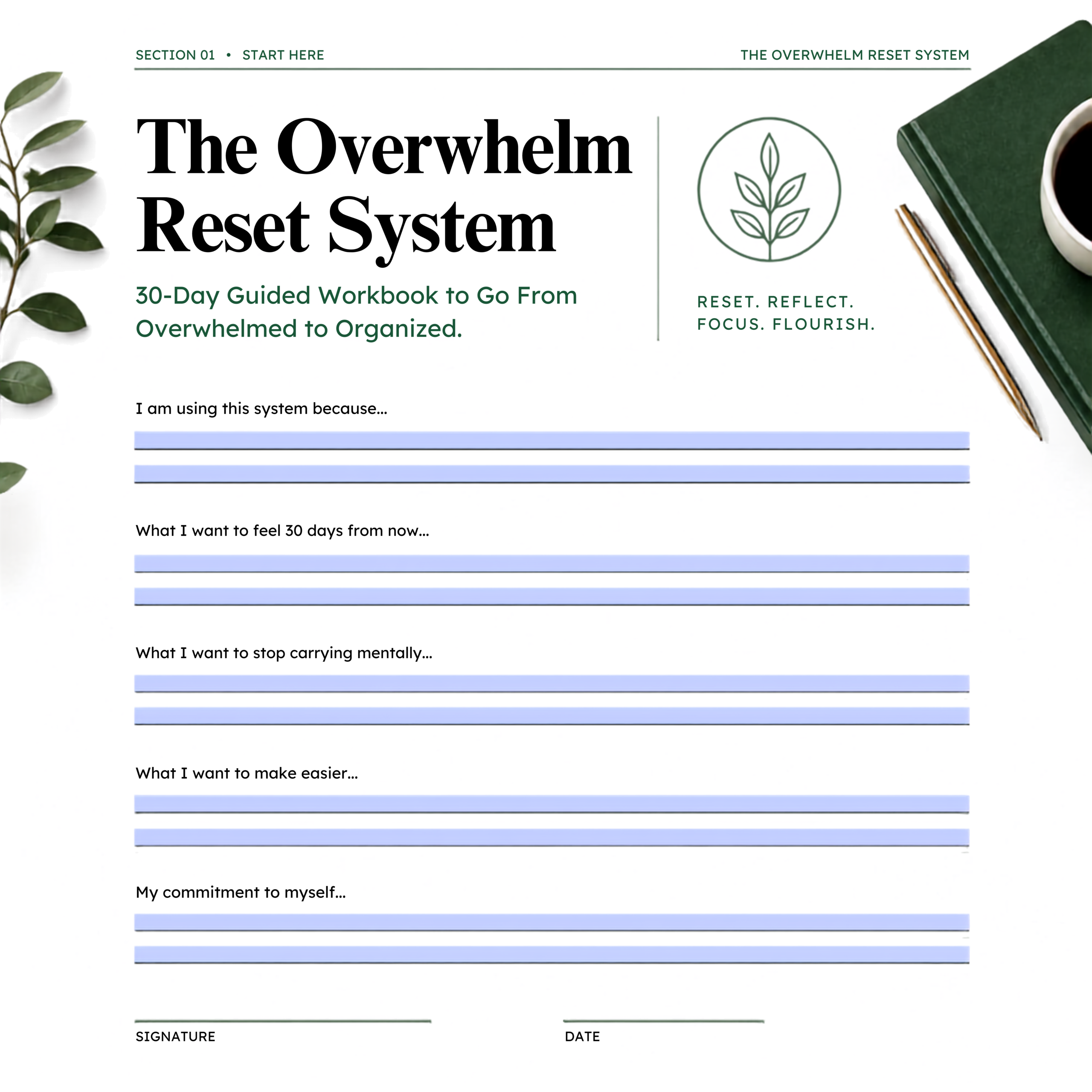 The Overwhelm Reset System reset guidelines page