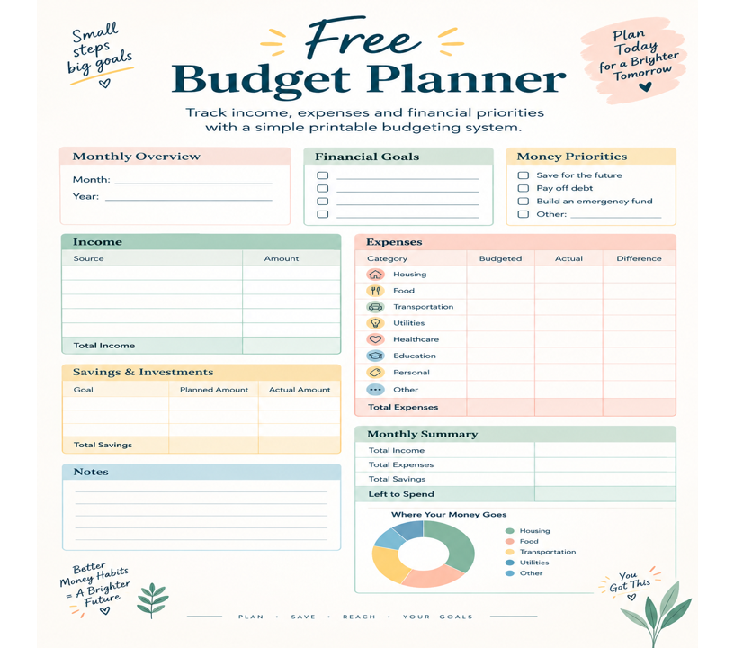 Free Budget Planner Printable